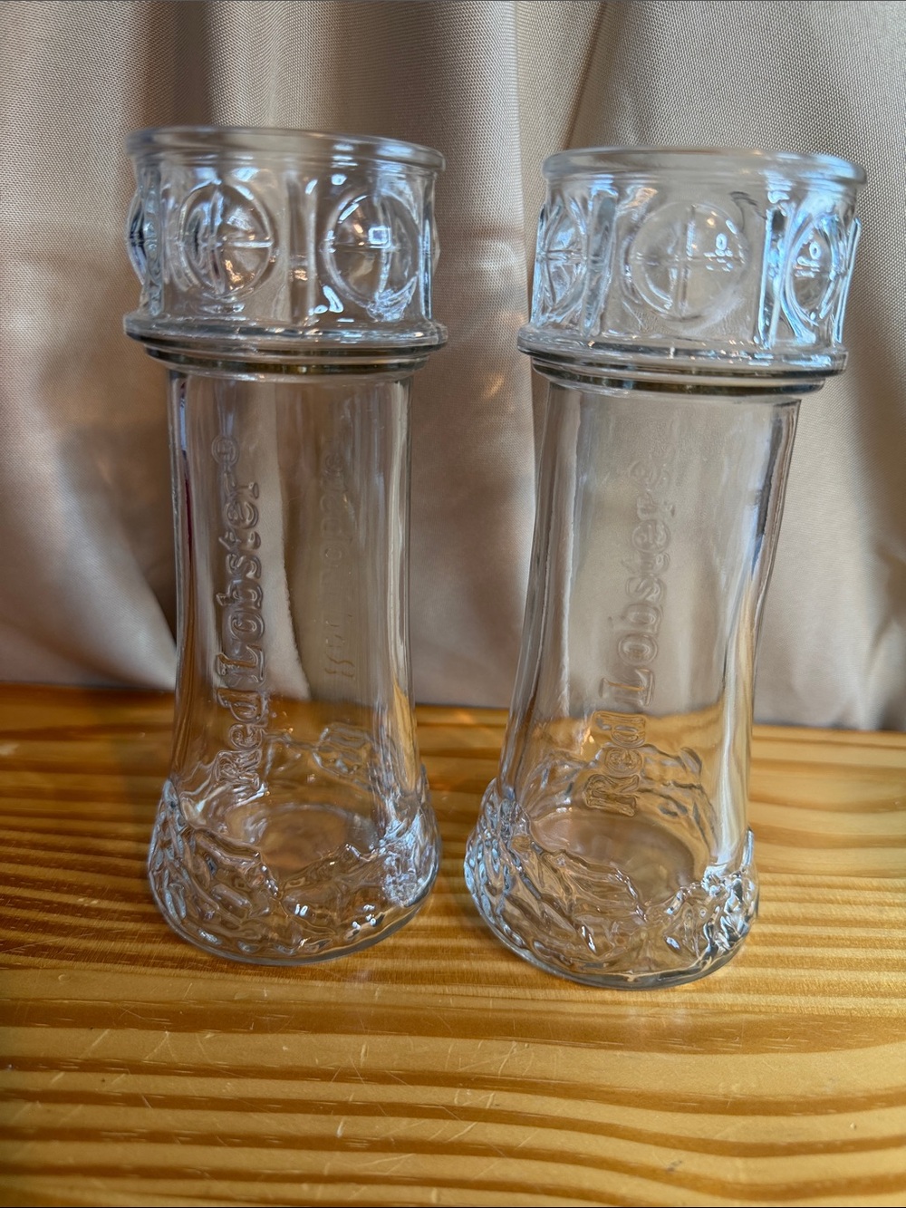Vtg Red Lobster Lighthouse Glasses Set of 2 Coastal Decor Barware Vases